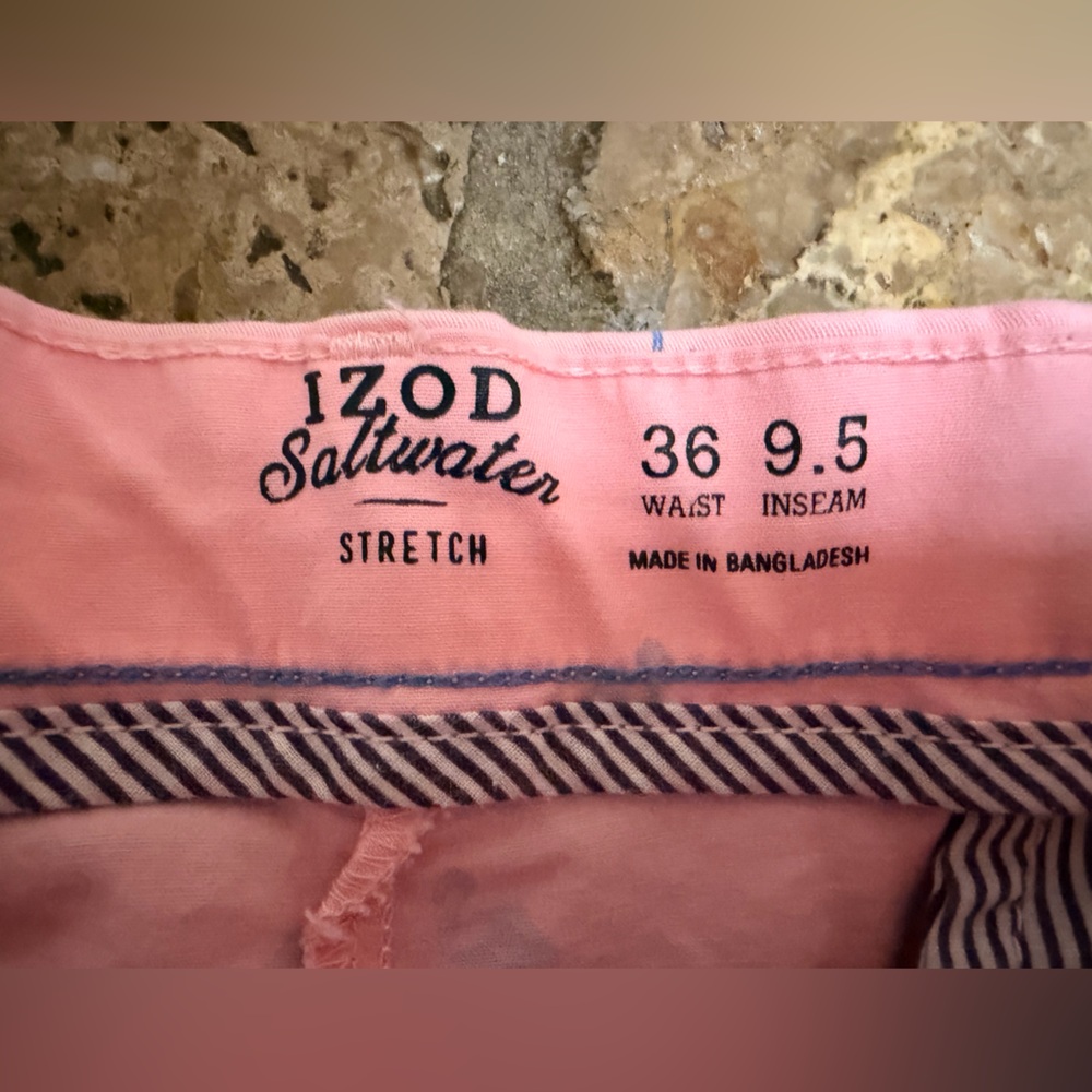 Izod Saltwater Stretch Men’s Size 36 Pink & Blue Flamingos Shorts - Picture 5 of 8